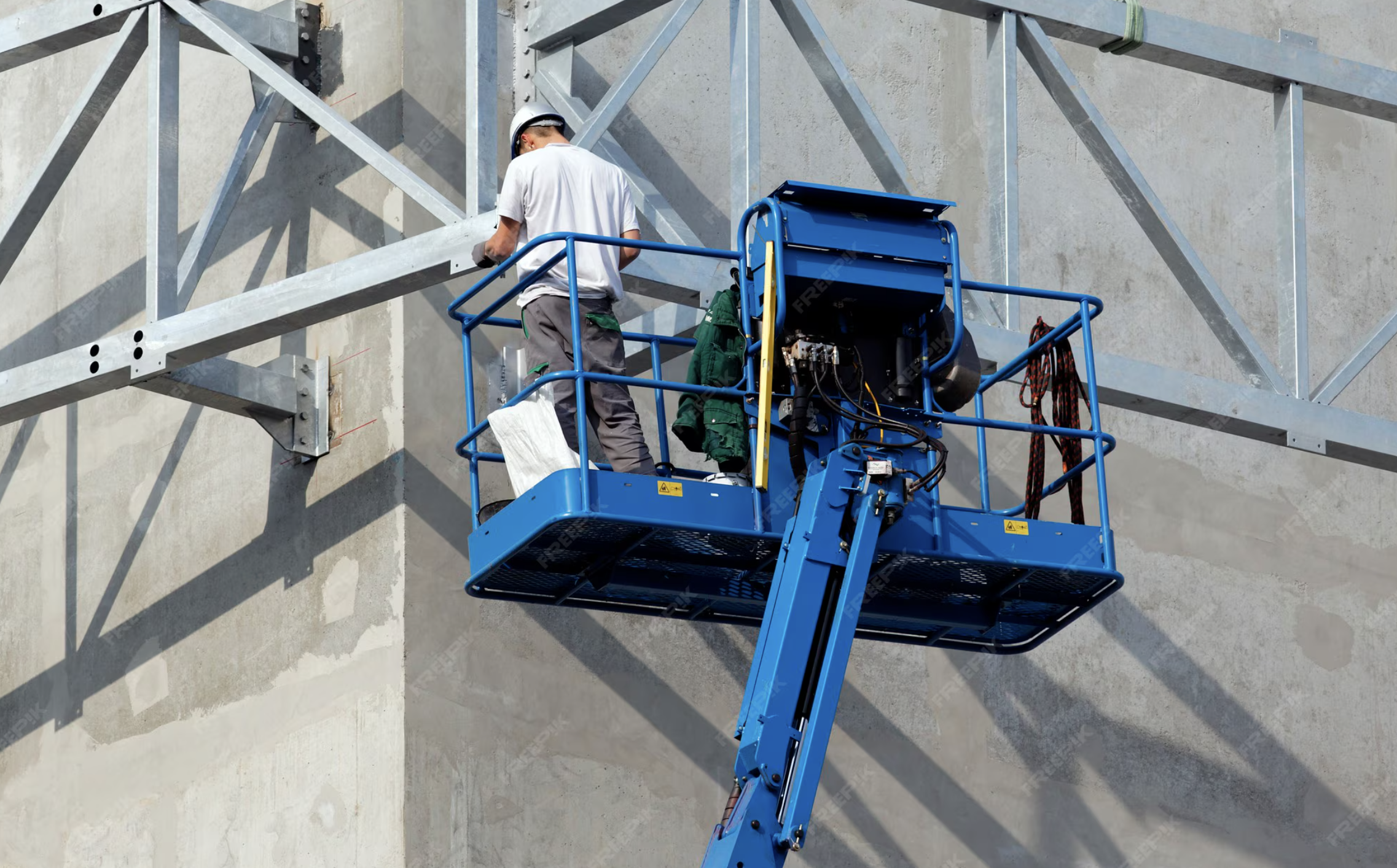 Technicien SPIDE sur nacelle, intervention sur structure m&eacute;tallique